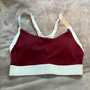 Women's Maroon and Cream Supportive Sports Bralette